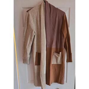Womens Kerisma Cardigan Open Front Long ribbed Knit S/m duster brown angora